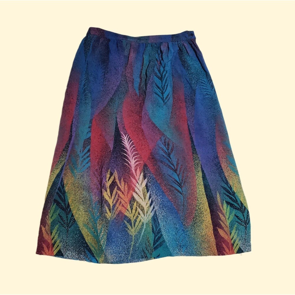 80s Boho Indie Rainbow Midi Sheer Skirt